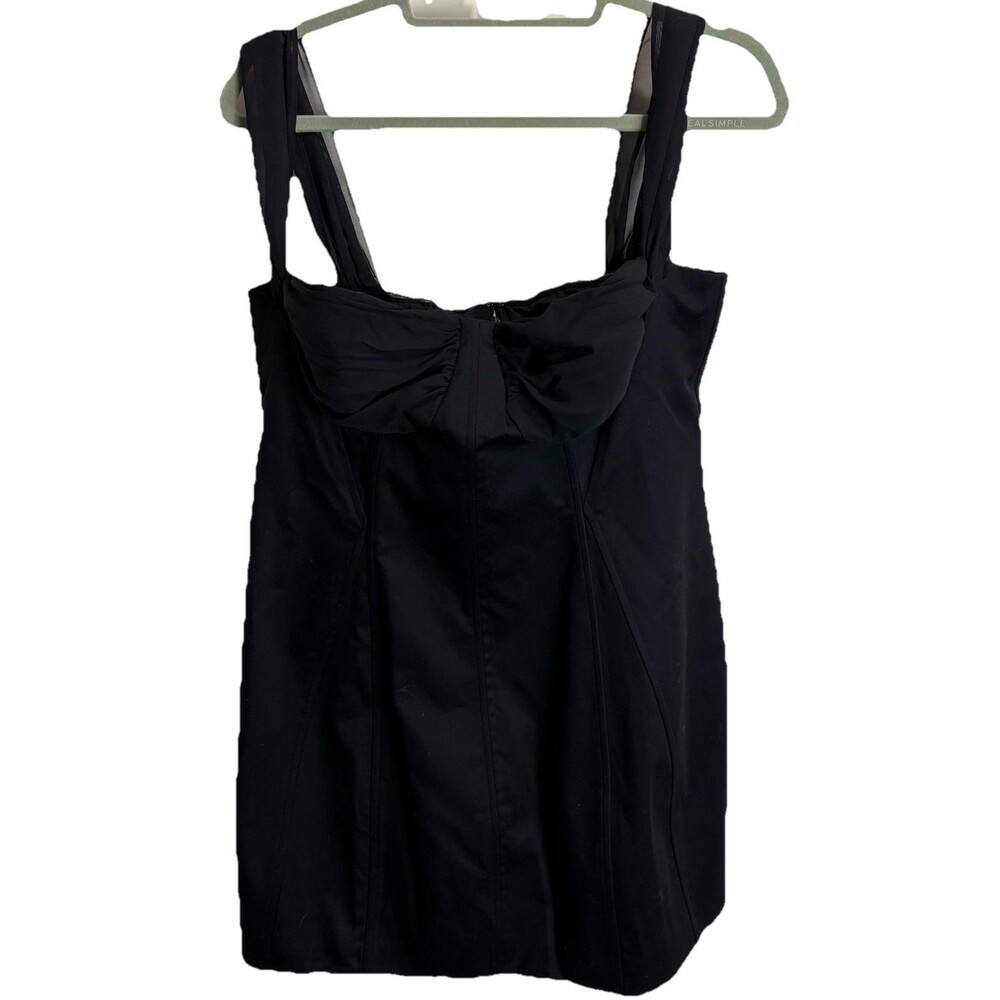 ASOS DESIGN Black Structured Chiffon Sleeve Bustier Top Mini Dress US 12 NWT